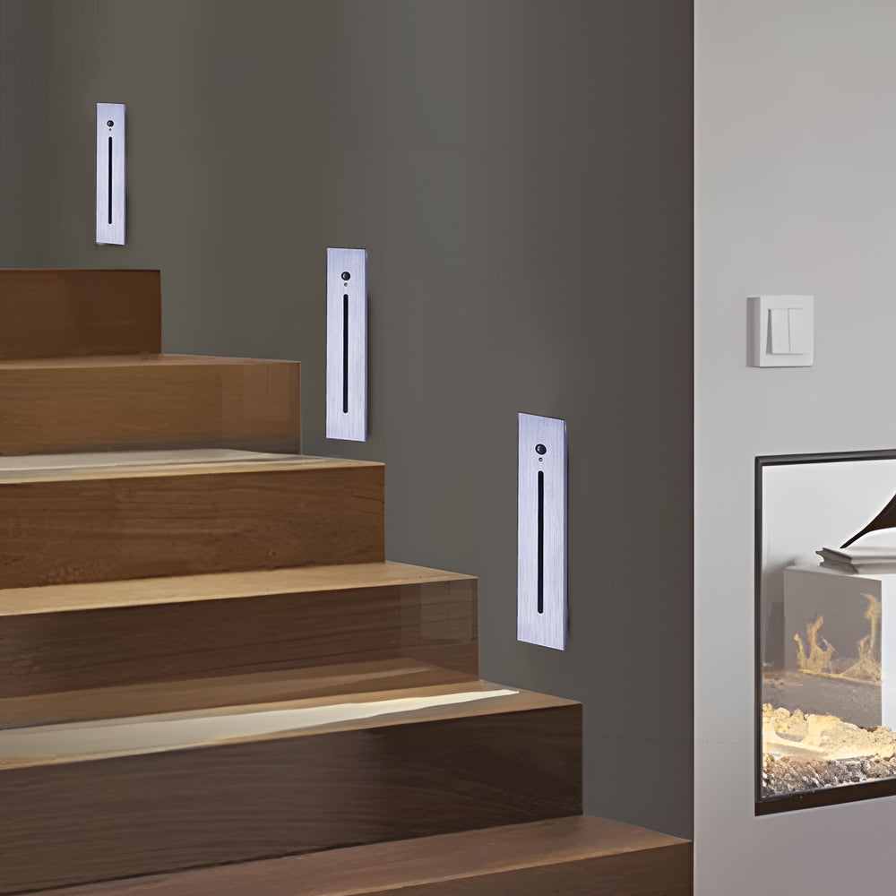 Vertical Motion Sensor LED Stair Light Wall Recessed Contemporary Lighting For Indoor and Outdoor Steps