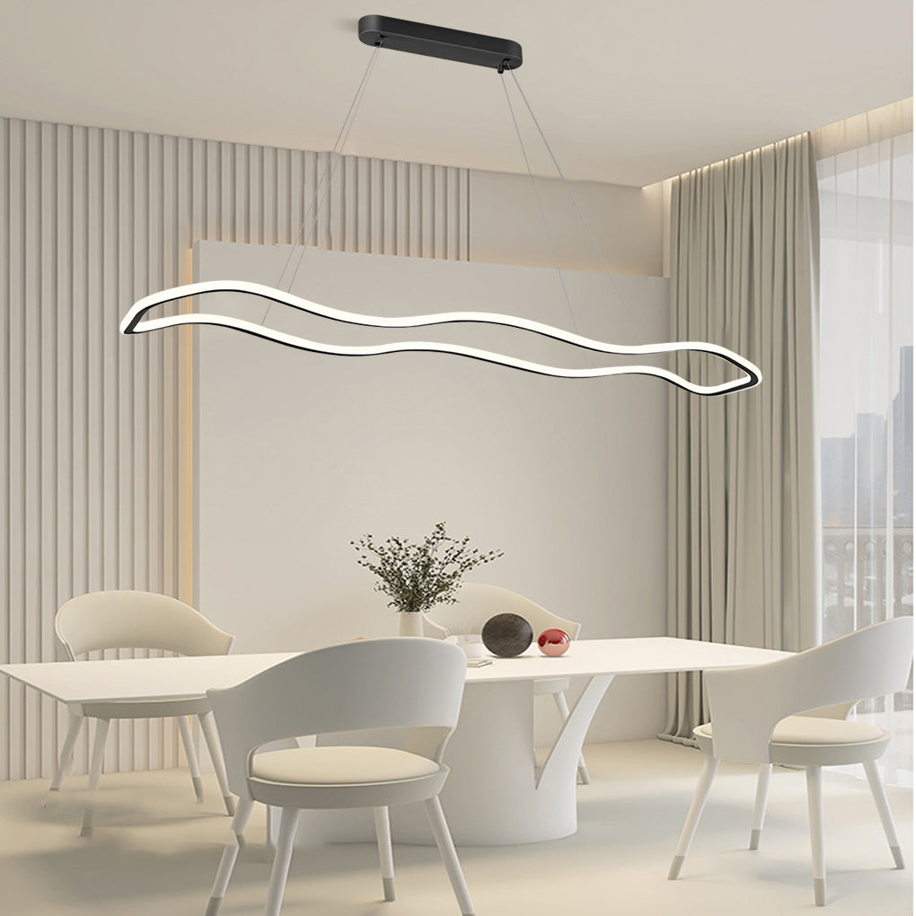 Long Waves Circular Design LED Nordic Hanging Ceiling Light Chandelier