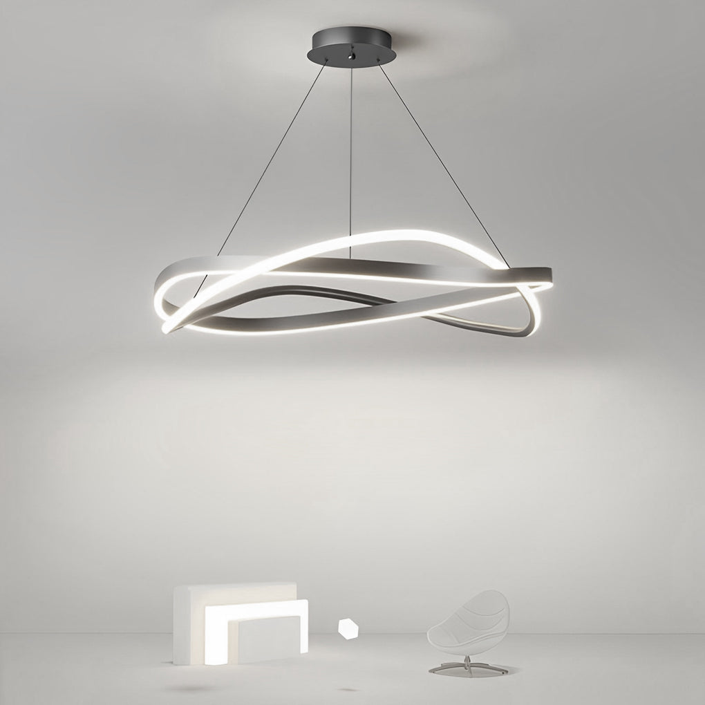 Circular Wave Rings Three Step Dimming Minimalist Nordic Chandelier