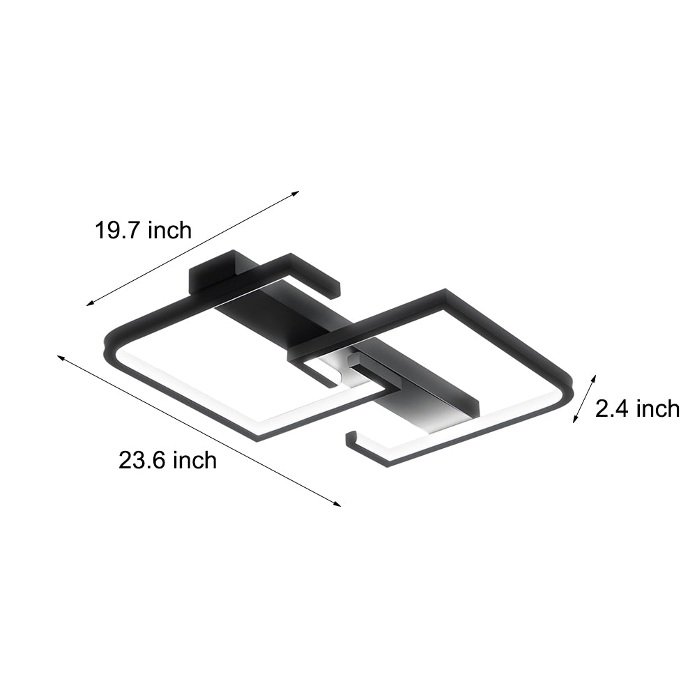 Simple Lines Square Frame 3 Step Dimming LED Black Modern Ceiling Lights