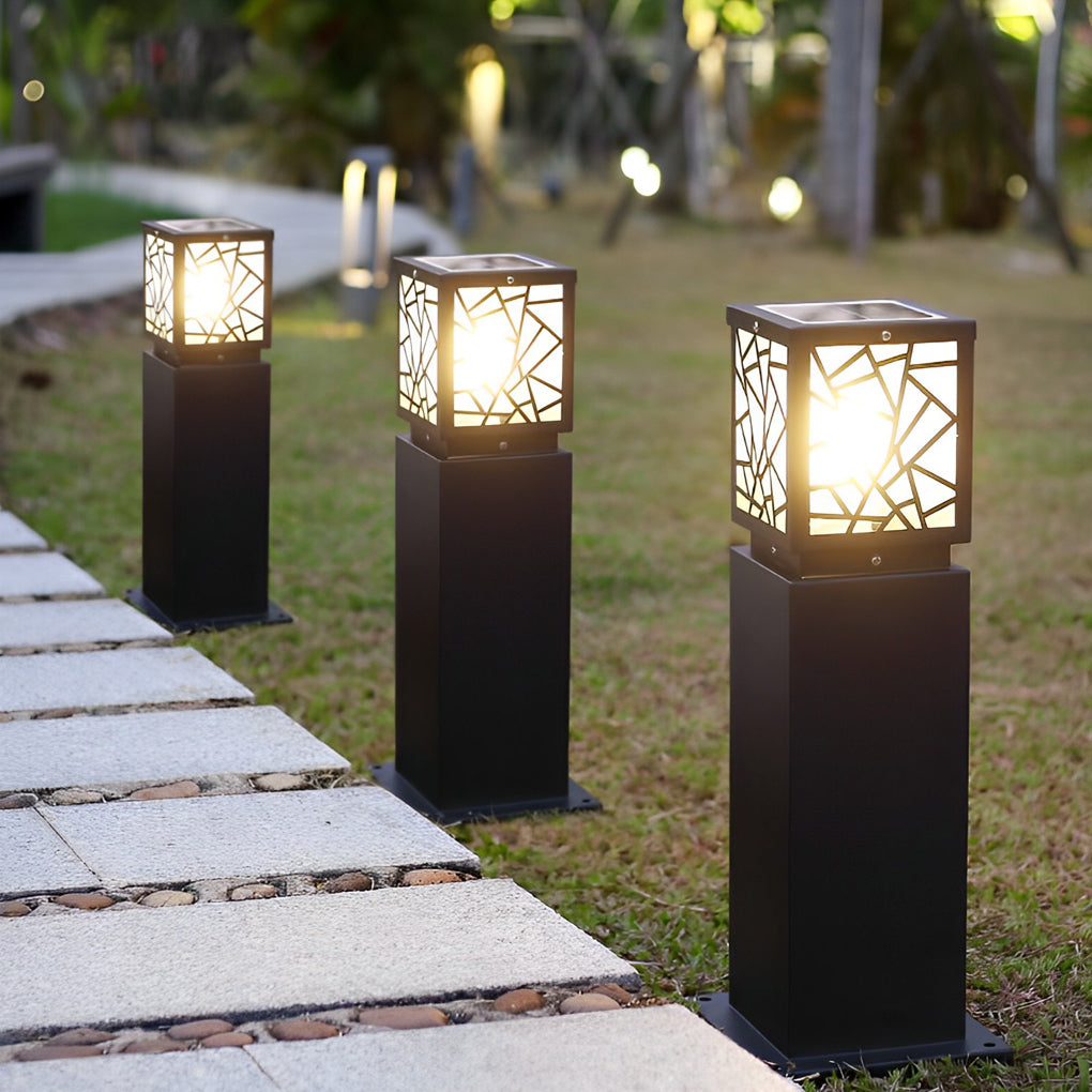 Retro LED Waterproof Black Modern Solar Path Lights Outdoor Lawn Light