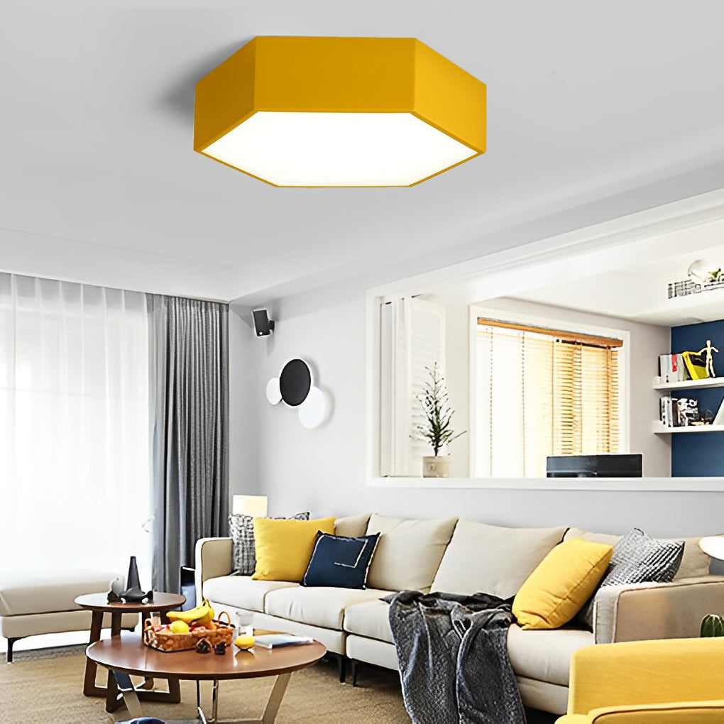 Geometric Shaped LED Wireless Control Modern Ceiling Lights Flush Mount Lighting