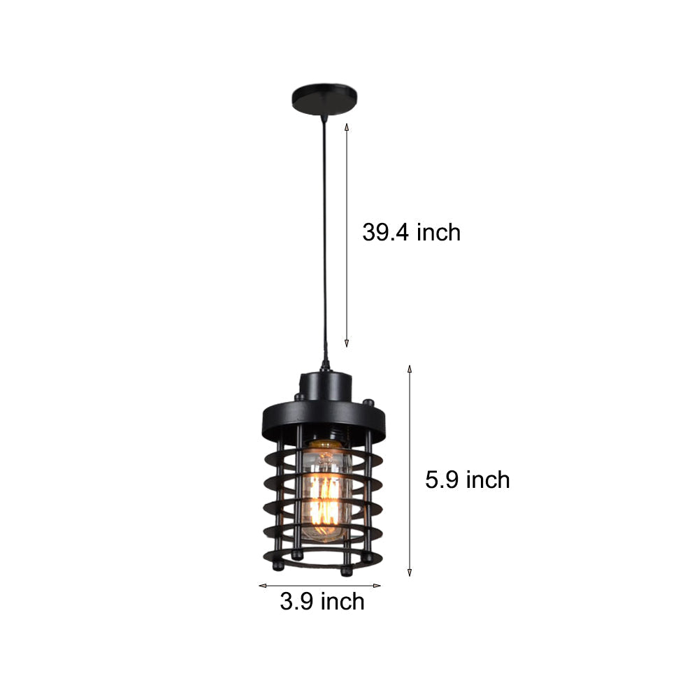 1-Light Aged Metallic Cage Kitchen Pendant Lighting Hanging Lamp