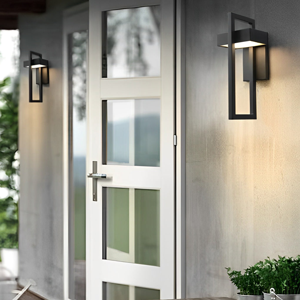 Rectangular Minimalist LED Waterproof Black Modern Outdoor Wall Lamp