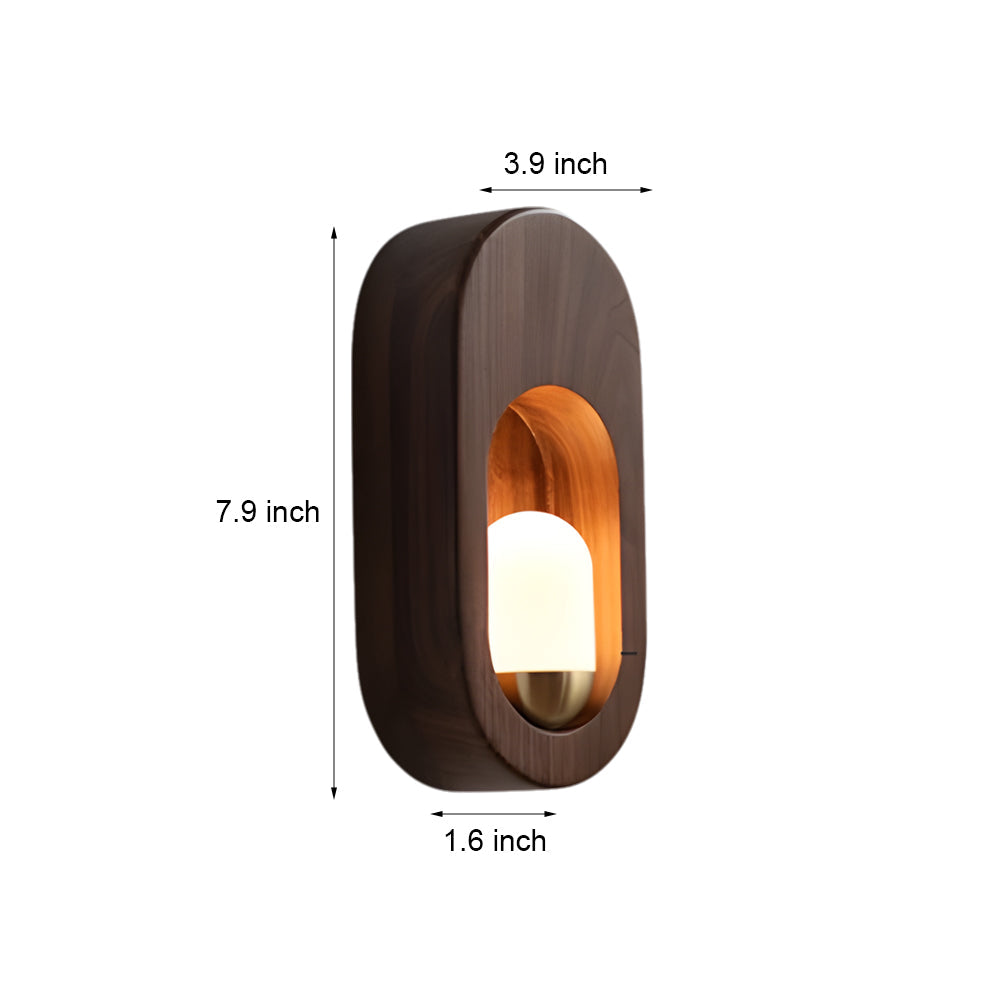 1-Light Wood Oval Wall Sconce - Wood/Walnut