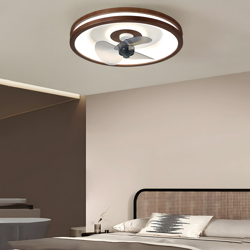 19.7-in Walnut 6-Speed Flush Mount Ceiling Fans With LED Light and Remote