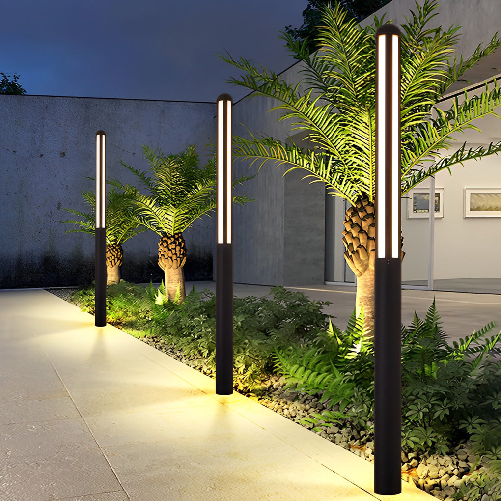 Minimalist Waterproof LED Black Modern Residential Outdoor Pole Lights Yard Lighting