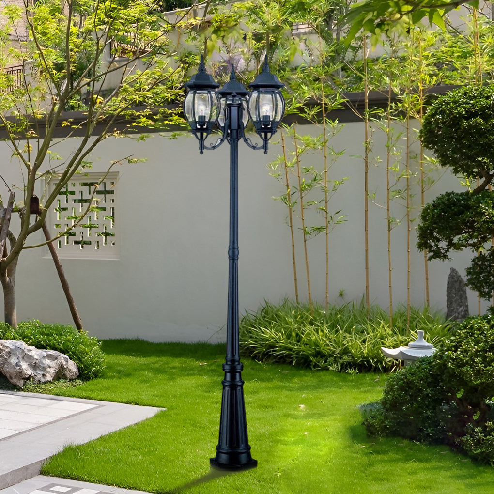 Waterproof 3 Lights Black European Style Garden Lamp Post Lights