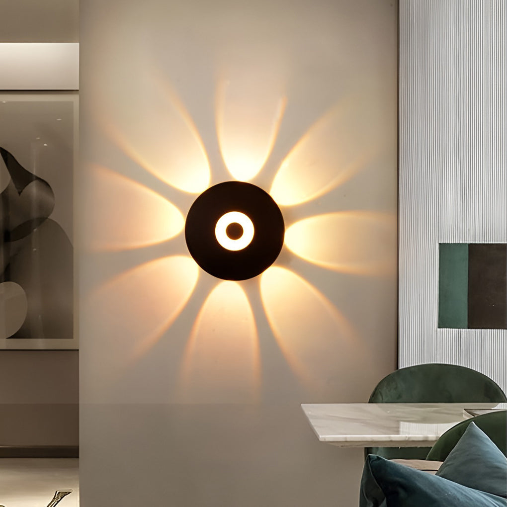 Round Waterproof LED Black Modern Wall Washer Light Wall Sconce Lighting