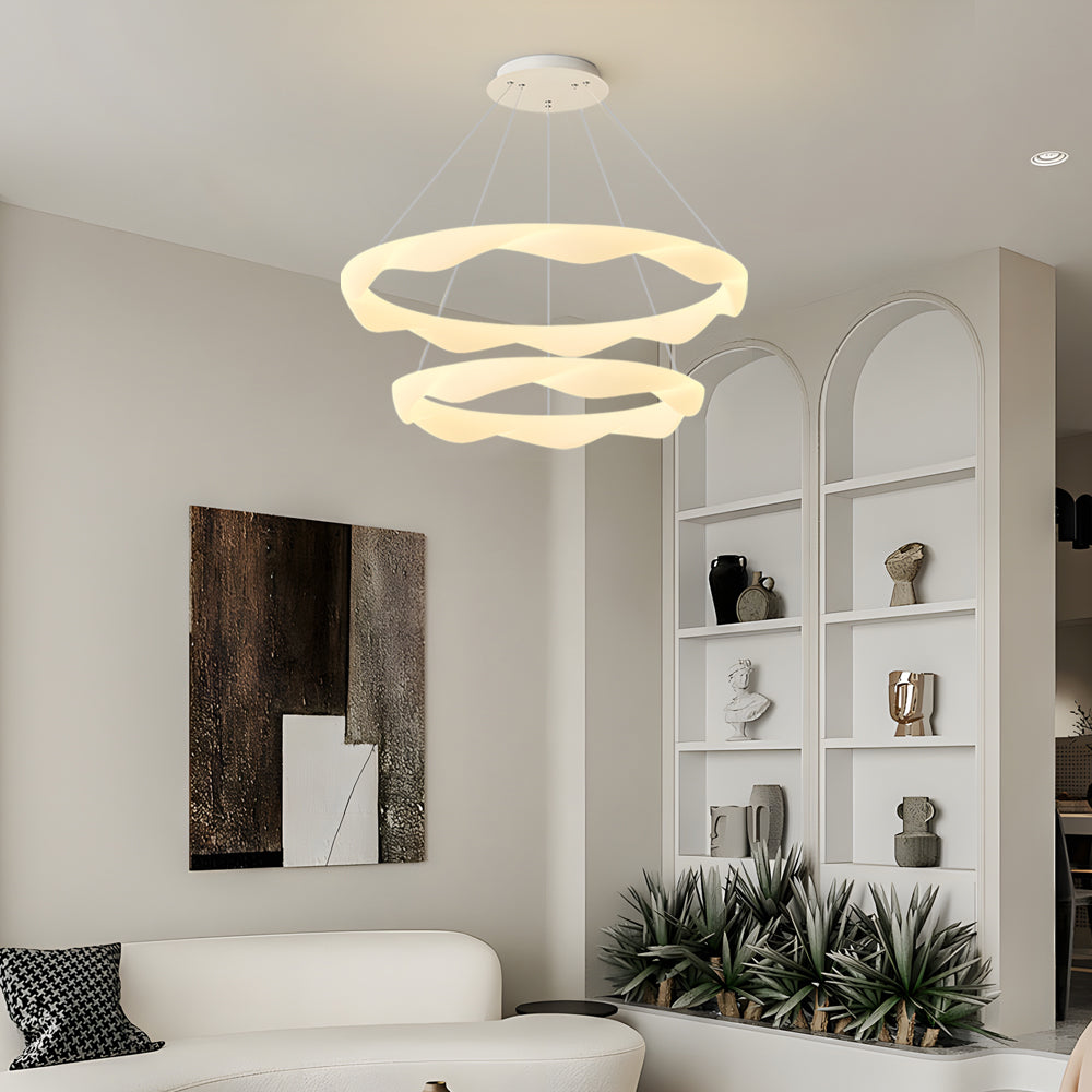 Creative Cream Style Designer Rings 3 Step Dimming Modern Chandelier