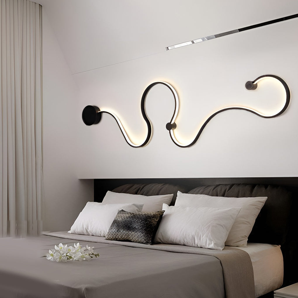 Creative Long Curved Linear LED Modern Wall Sconce Lighting Wall Light Wall Lamp