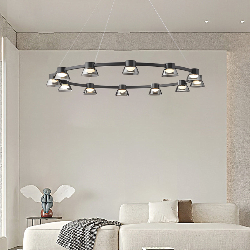 Ring LED Pendant with Smoke Gray Glass Shades