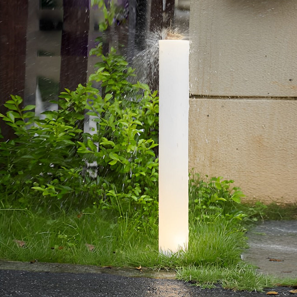 Long Cylindrical Waterproof White Modern Solar Lawn Lights Lamp Post