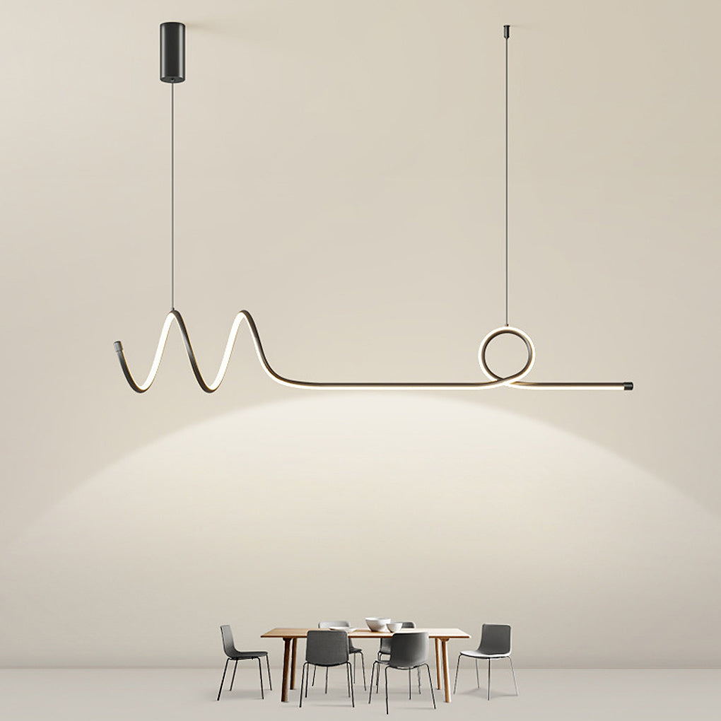 Minimalist Waves Circular Stepless Dimming LED Intelligent Chandeliers