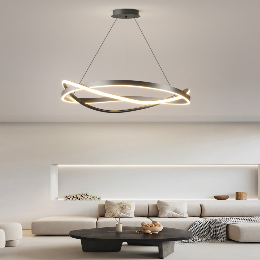 Circular Wave Rings Three Step Dimming Minimalist Nordic Chandelier