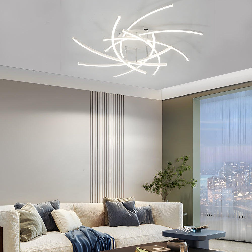 Personality Lines LED Dimmable with Remote Control Modern Ceiling Light Fixture