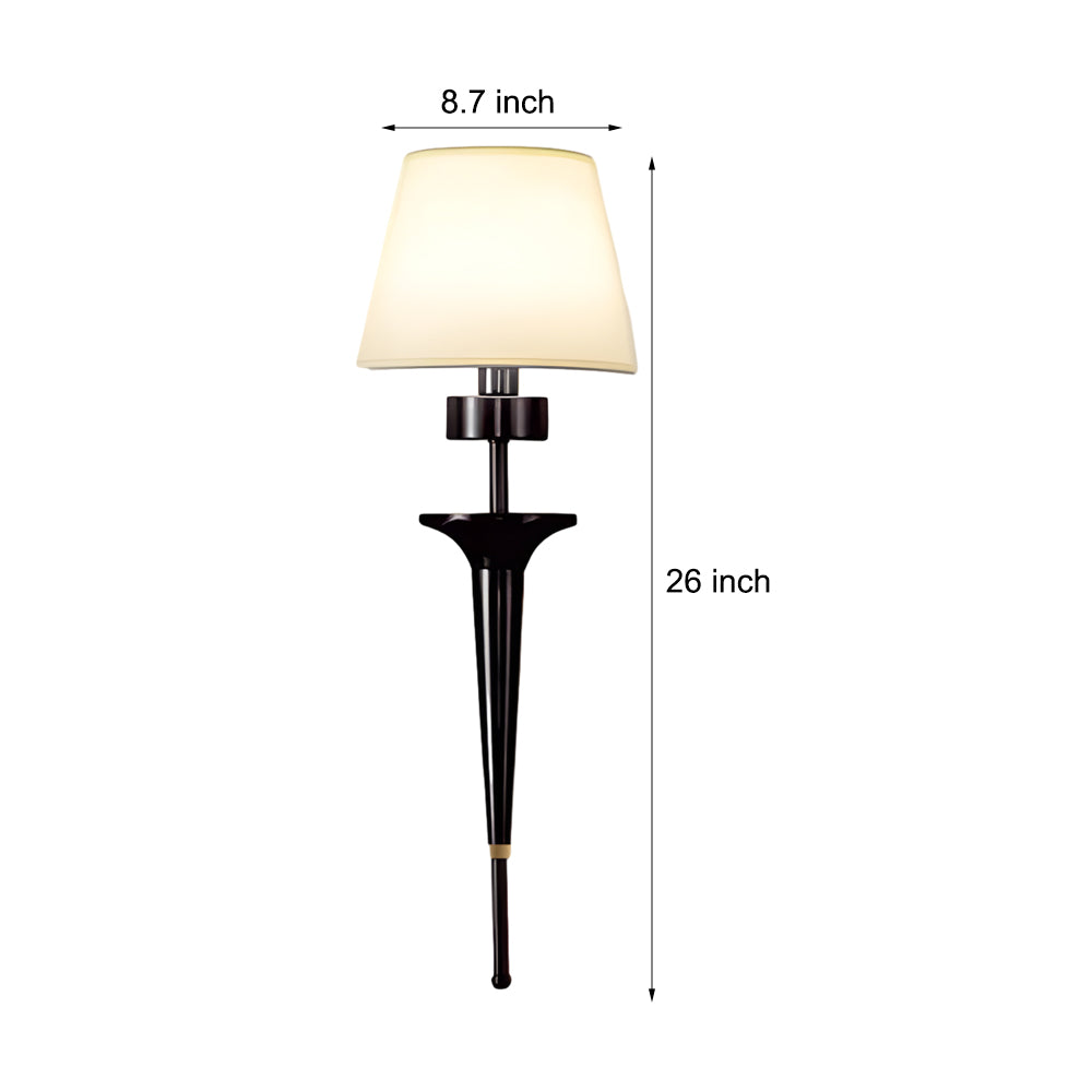 25.98-In H. Gold/Black Copper 1-Light American Wall Sconce with Fabric Shade