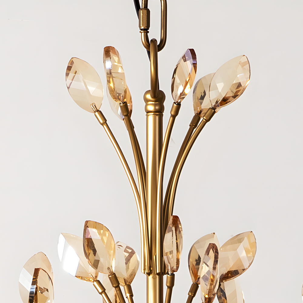 6/9-Light Brass Branch Candle Vintage Chandelier with Crystal Accents