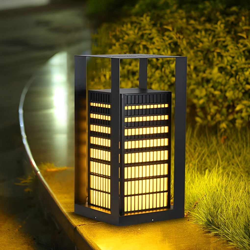 Creative Square Lantern Shaped LED Black Modern Outdoor Pathway Lights