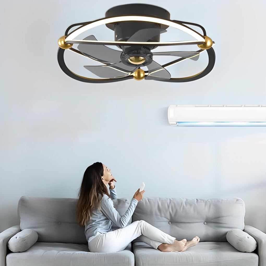 Intelligent Adjustable Stepless Dimming LED Ceiling Fan Light with Remote