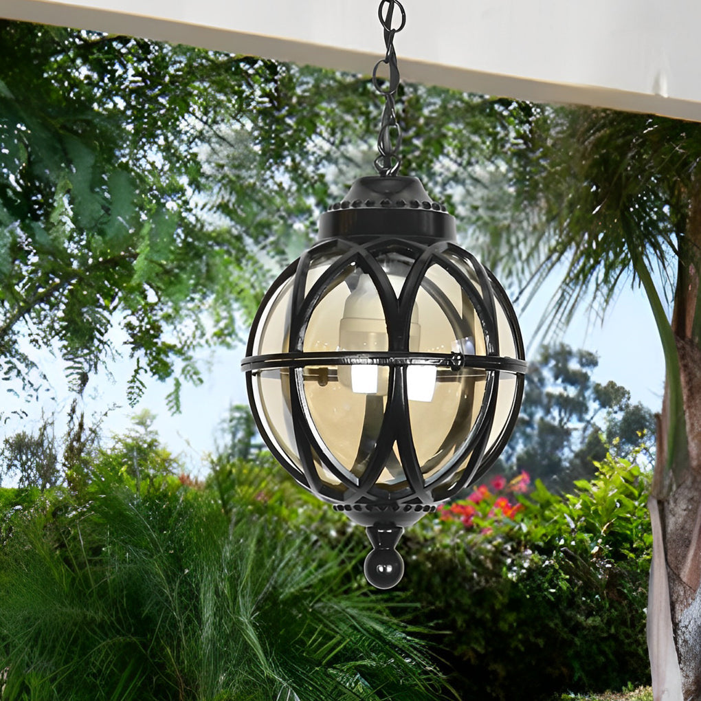 European-style Retro Pendant Aluminum Glass Hanging Ball Outdoor Ceiling Light