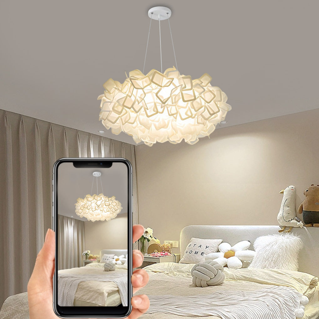 Flower Petals Three Step Dimming LED White Ins Nordic Chandelier Light