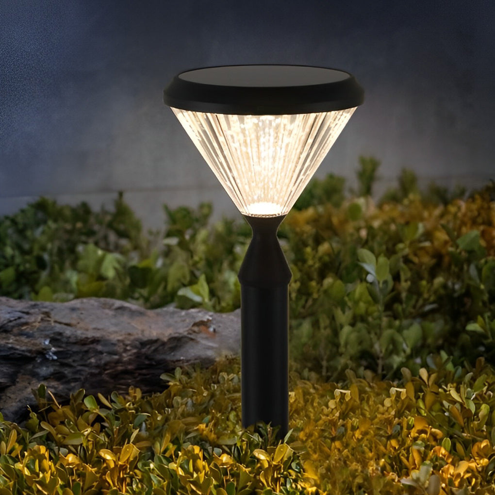 Round Waterproof Light Control LED Black Modern Solar Outdoor Lights