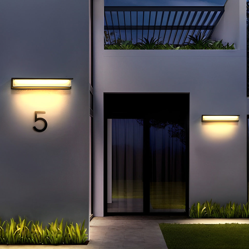 Minimalist Rectangular Waterproof LED Modern Solar Wall Lamp Exterior Lights