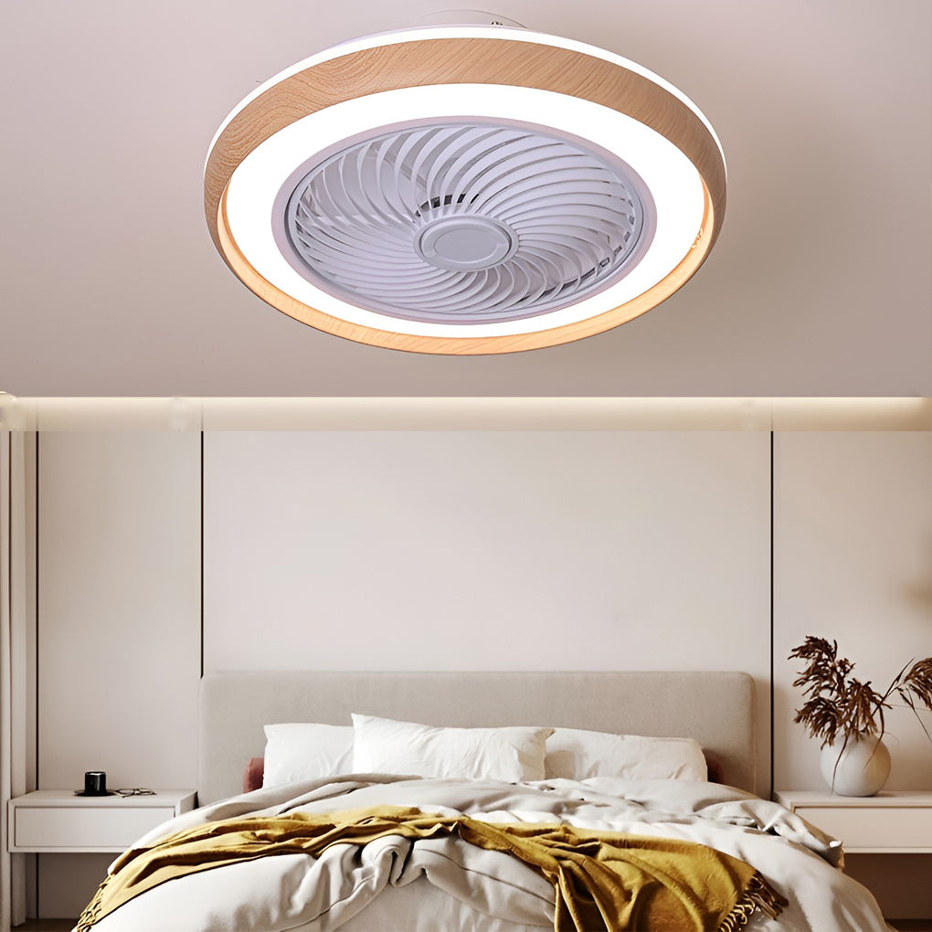 Round Ultra-thin Mute LED Nordic Bladeless Ceiling Fans with Remote Control