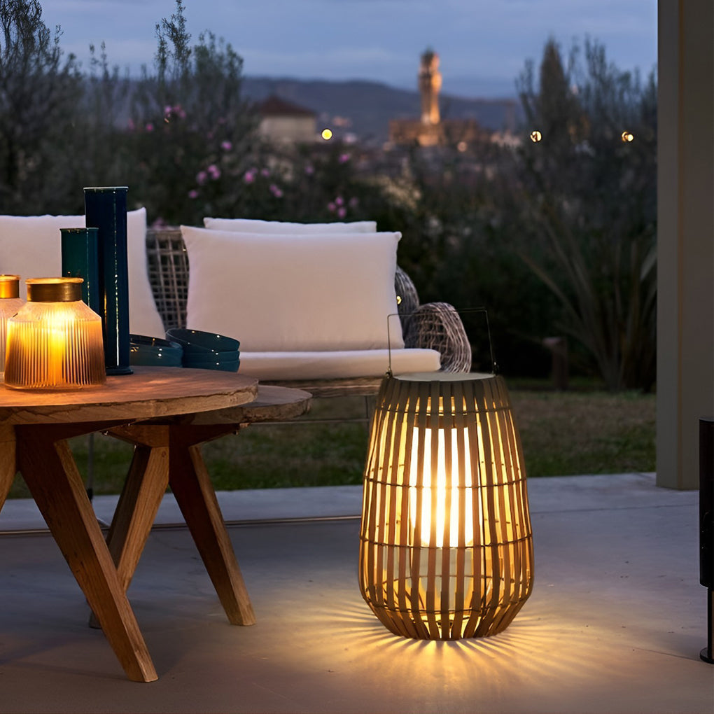 [Clearance Sale]Rattan Portable Lantern Shaped LED Waterproof Solar Outdoor Lights