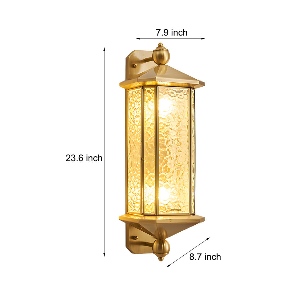 Elegant Brass Glass Lantern Copper Outdoor Wall Light