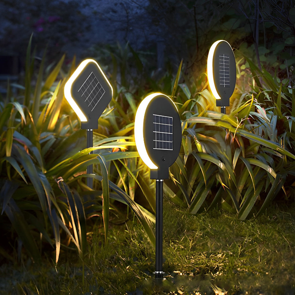 Circular Geometric Shape Waterproof LED Black Modern Solar Lawn Light