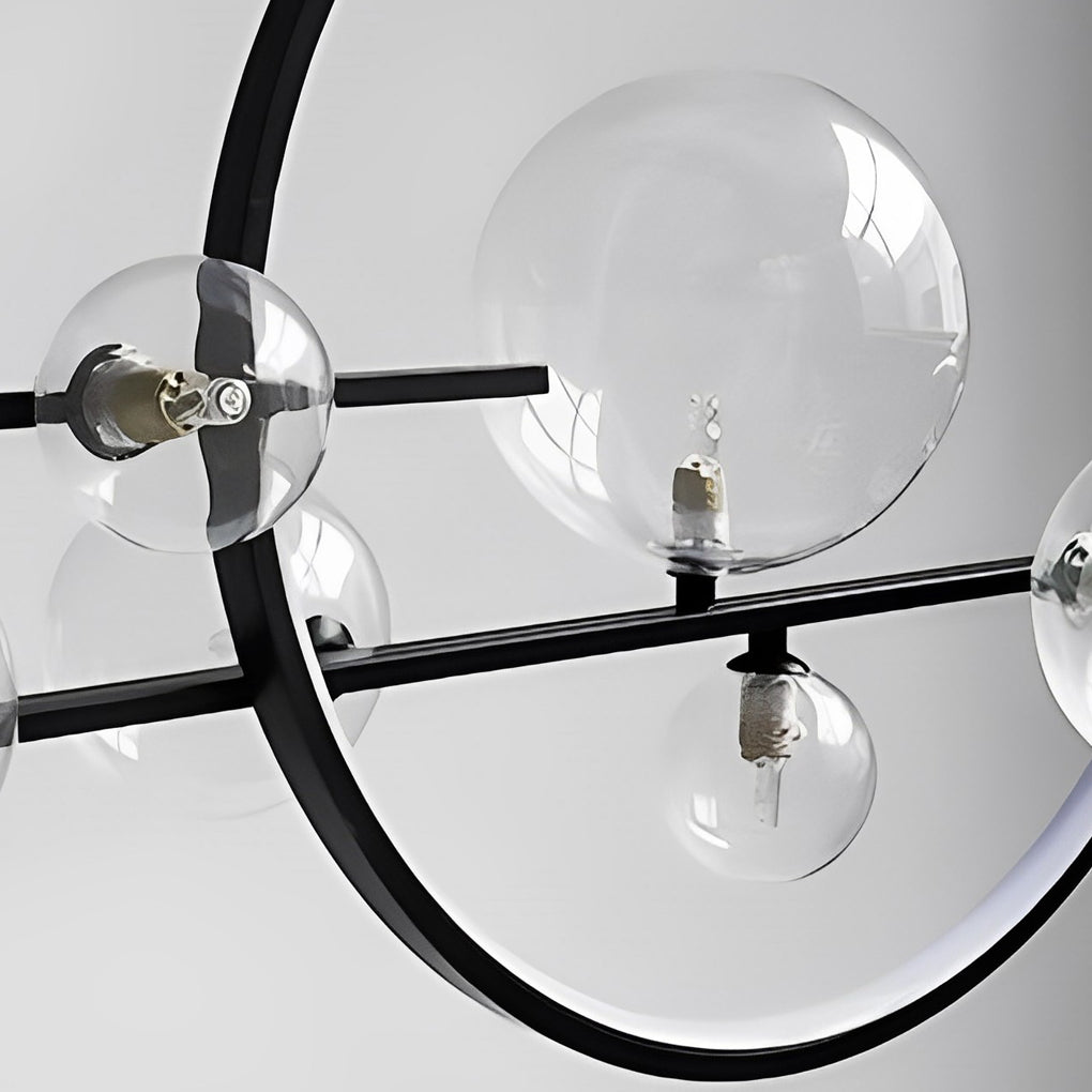 Moon Glass Bubbles Strip LED Black Postmodern Dining Room Chandeliers