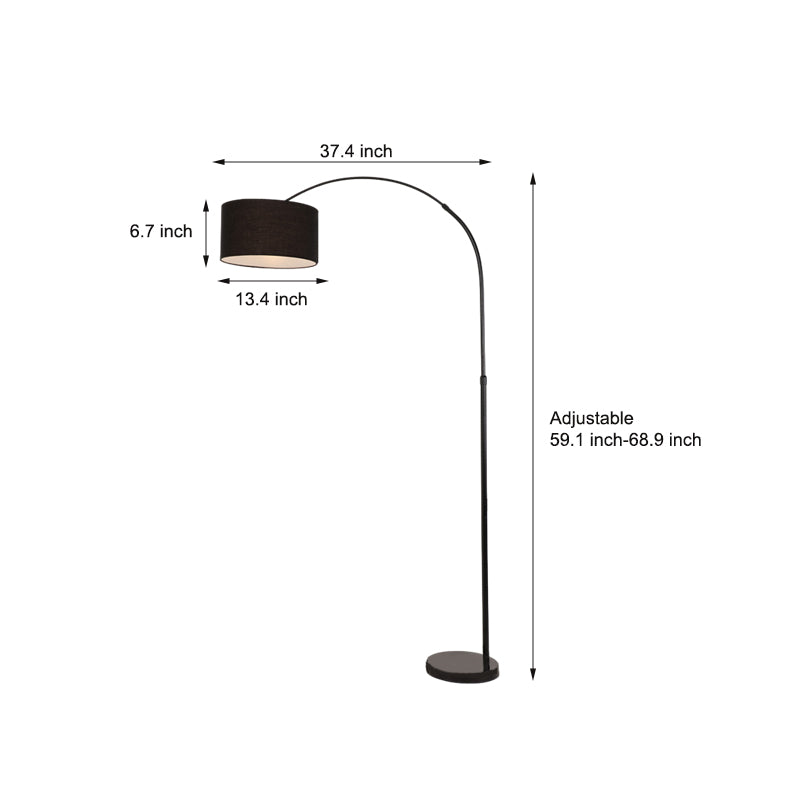 Marble Base and Shaded Adjustable Arc Floor Lamp