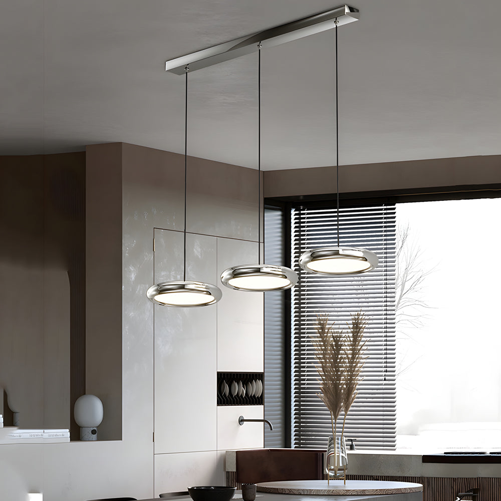 Modern 1/3-Light Black/chrome Round Metallic LED Pendant Light