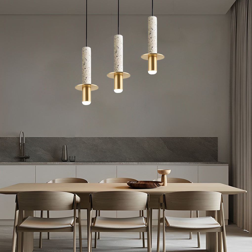 Elongated Cylindrical Terrazzo LED Post-Modern Chandelier Spotlight