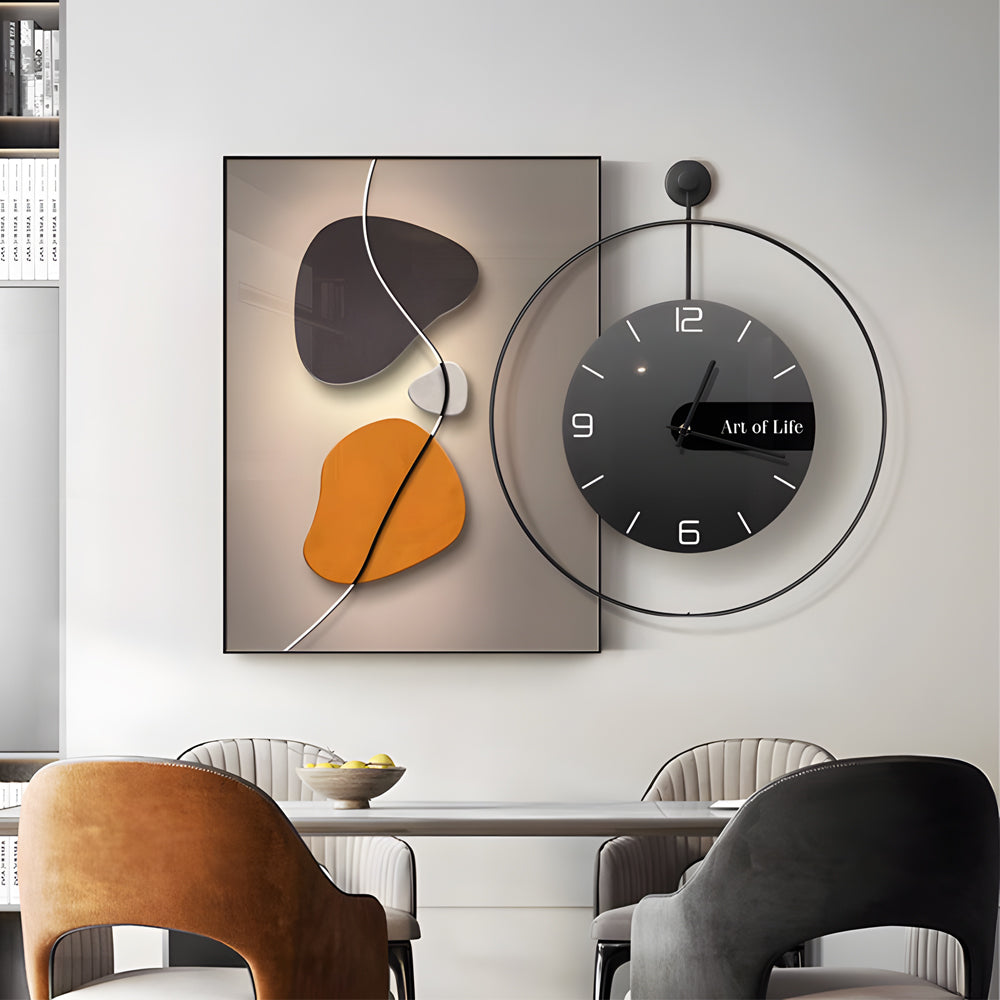 Geometric Silent Wall Clock Canvas Painting Wall Art Decor