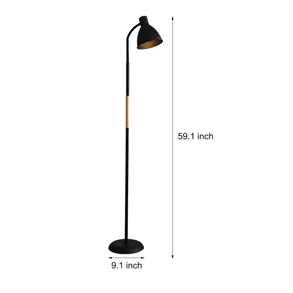 59 inch Wood and Metal Arc LED Task Floor Lamp