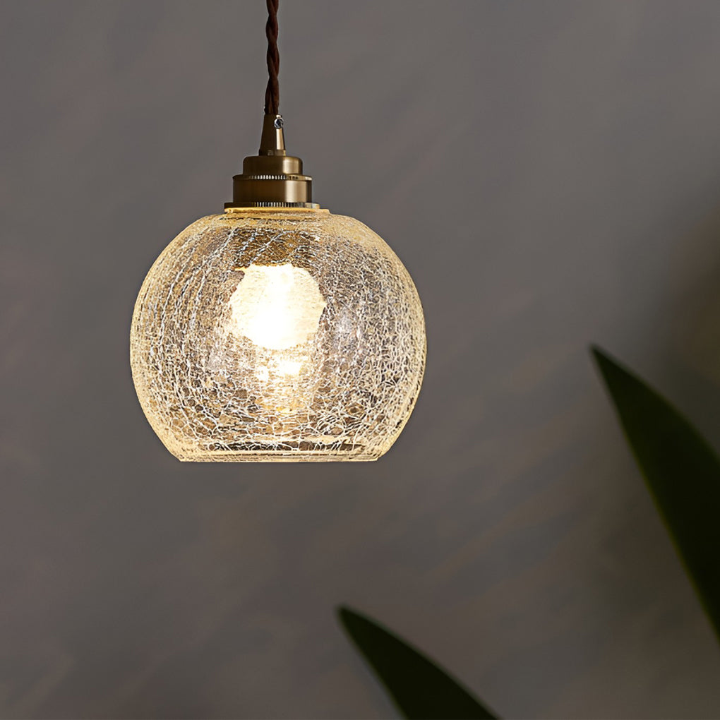 Spherical Glass Cracked Pattern LED Nordic Island Lights Hanging Ceiling Lamp