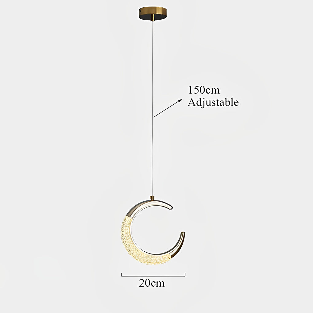 Curvy Moon Shaped LED Electroplated Modern Pendant Light Island Lights