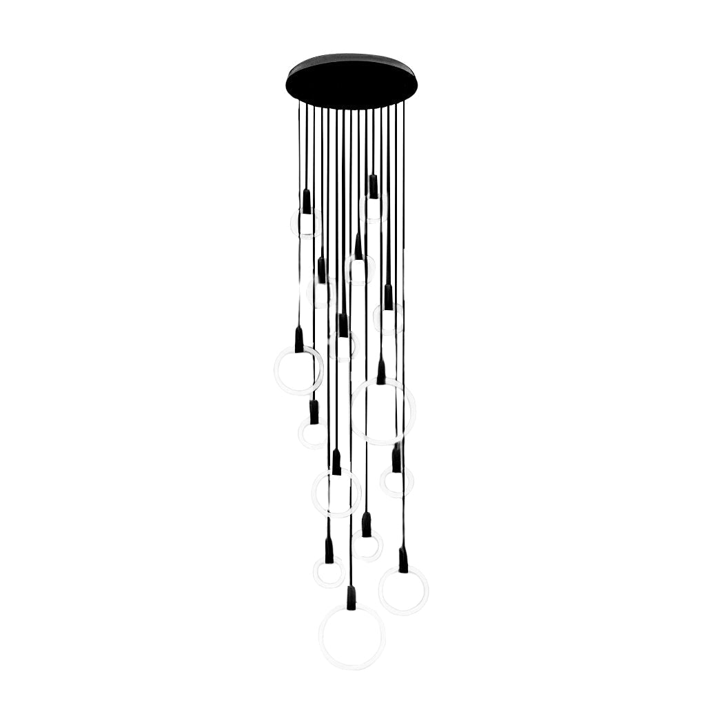 Minimalist Rings Stepless Dimming LED Nordic Duplex Stair Chandelier