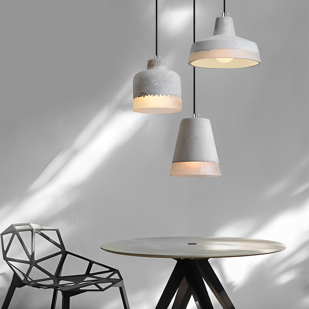 Round Creative Resin Cement Minimalist Industrial Pendant Light Chandelier