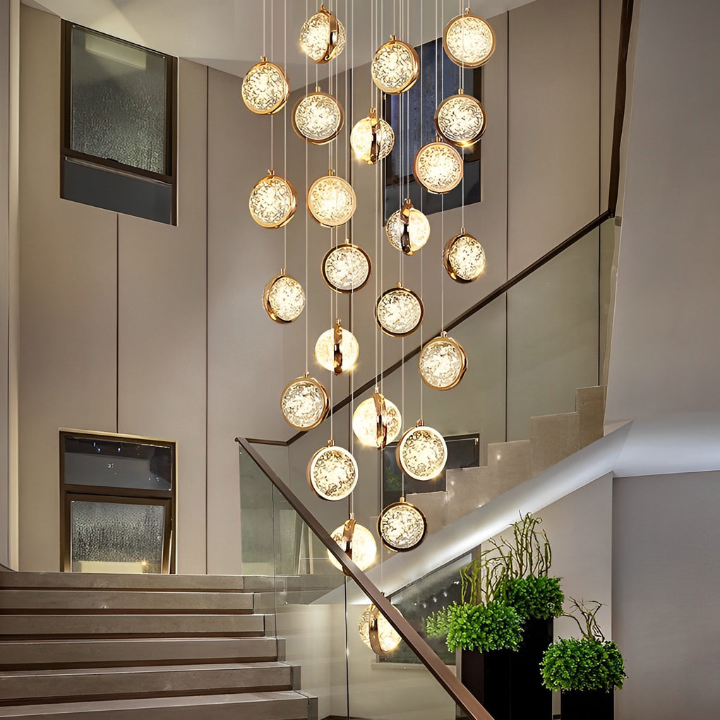 Global Crystal Cluster Adjustable Luxury Staircase Modern Long Chandelier