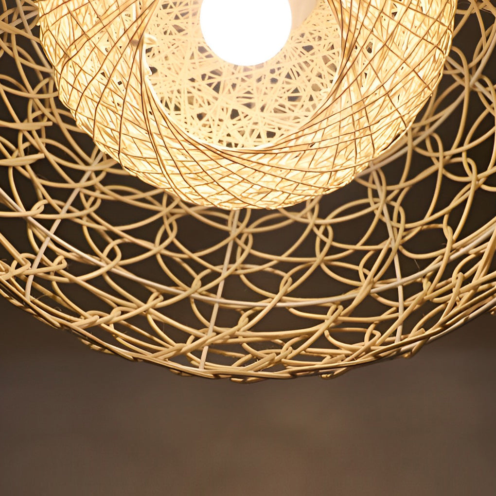 Round Double Layer Rattan Creative Ball Modern Chandelier Pendant Light