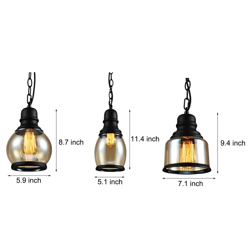 Retro Bottle Brown Glass Shade Creative Industrial Pendant Lights Chandelier