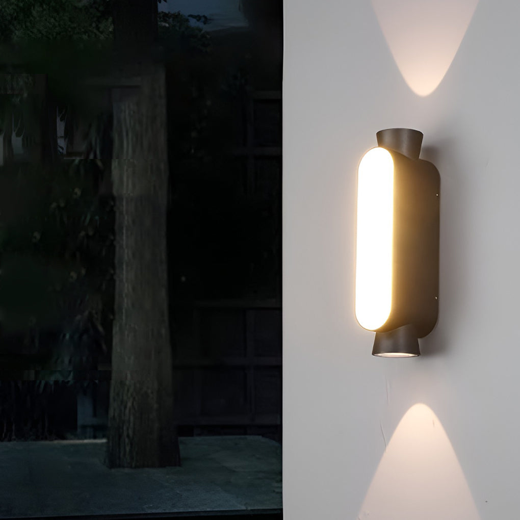 Waterproof LED Up and Down Lights Black Modern Outdoor Wall Sconce Lighting