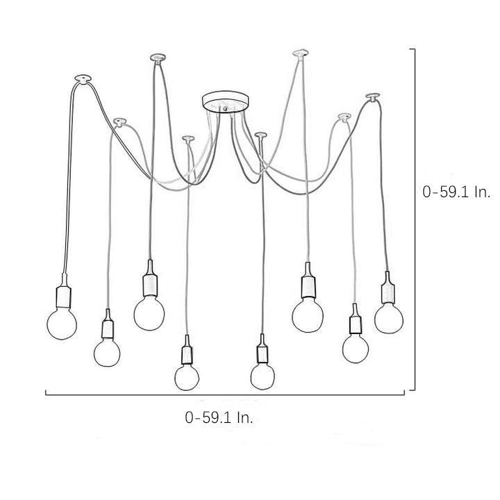 Cluster Spider Pendant Lighting 10-heads DIY Adjustable Ceiling Lights