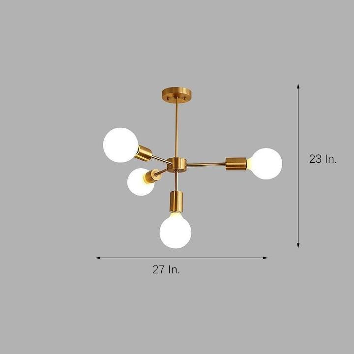 Luxurious Gold 4-Light Pendant Light - Modern 27'' Ceiling Fixture