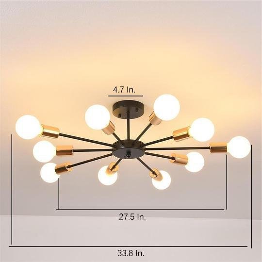 10 Light Circular Electroplated Modern LED Flush Mount Lighting Chandelier