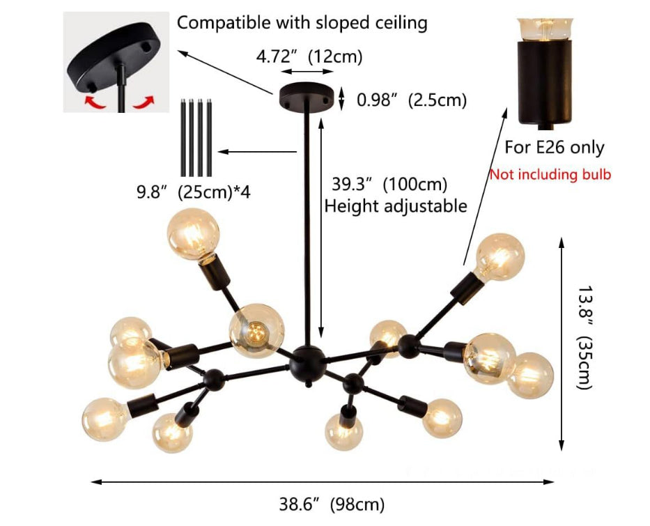 Nordic Sputnik Chandelier Bubble Chandelier Brass Chandelier 12 Bulbs